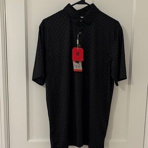 Greg Norman Collection Black Golf Polo with Subtle Pattern